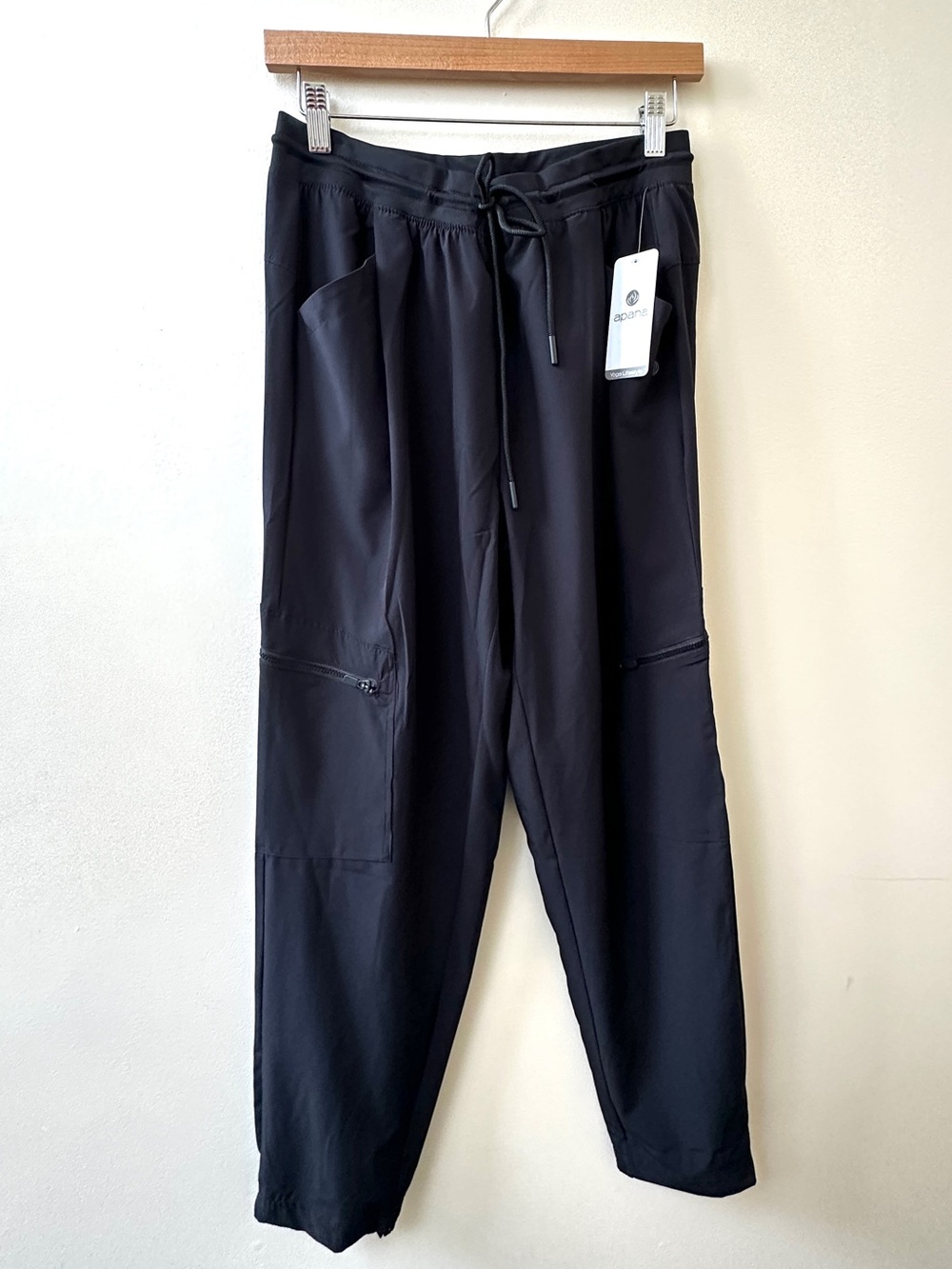 Apana Black Performance Joggers with Drawstring